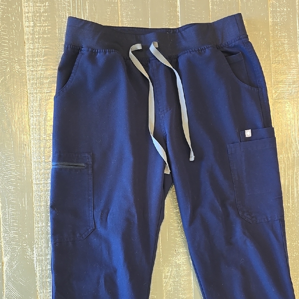 Figs Blue Cargo Pants with Elastic Waistband